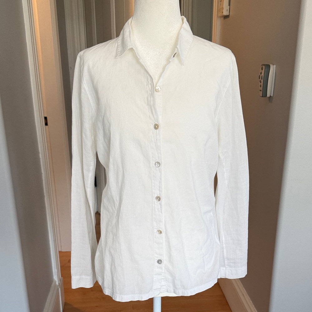 Eileen Fisher White Casual Button Down Shirt